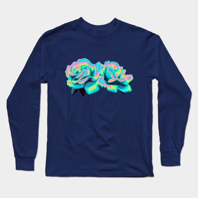 Aqua Rose Long Sleeve T-Shirt by dinaaaaaah